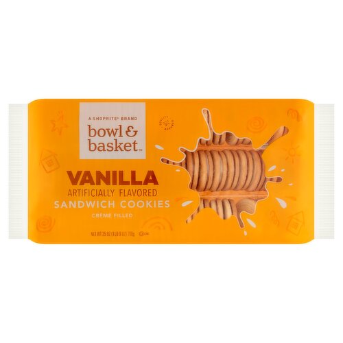 Bowl & Basket Vanilla Crème Filled Sandwich Cookies, 25 oz