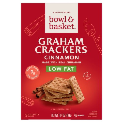 Bowl & Basket Low Fat Cinnamon Graham Crackers, 3 count, 14.4 oz