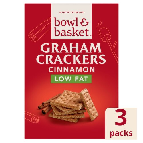 Bowl & Basket Low Fat Cinnamon Graham Crackers, 3 count, 14.4 oz