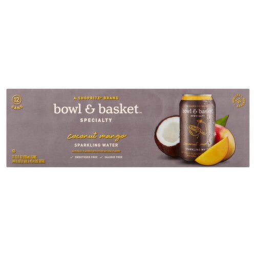 Bowl & Basket Specialty Coconut Mango Sparkling Water, 12 fl oz, 12 count