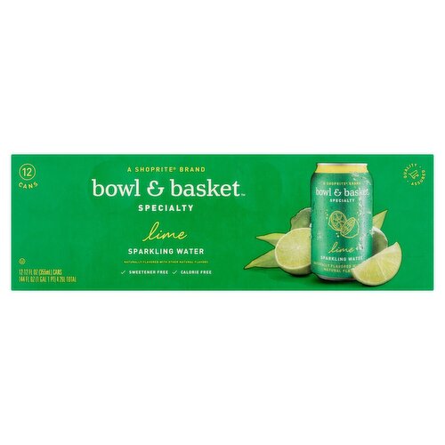 Bowl & Basket Specialty Lime Sparkling Water, 12 fl oz, 12 count