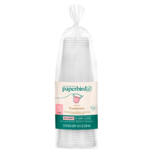 Paperbird 10 Ounce Clear Tumblers, 25 count