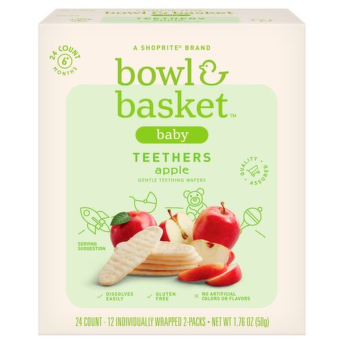 Bowl & Basket Baby Apple Gentle Teething Wafers, 6+ Months, 24 count, 1.76 oz