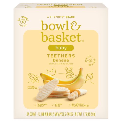 Bowl & Basket Baby Banana Gentle Teething Wafers, 6+ Months, 24 count, 1.76 oz