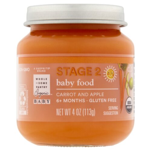 Wholesome Pantry Organic Carrot and Apple Baby Food, Stage 2, 6+ Months, 4 oz