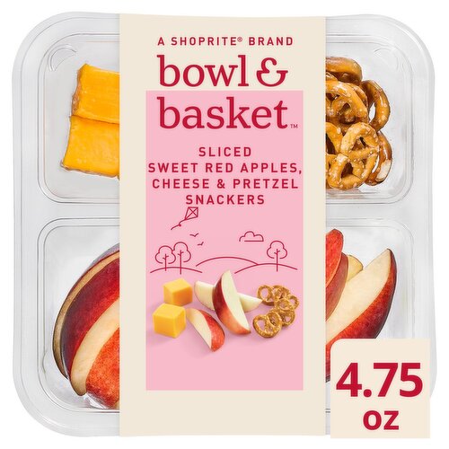 Bowl & Basket Sliced Sweet Red Apples, Cheese & Pretzel Snackers, 4.75 oz