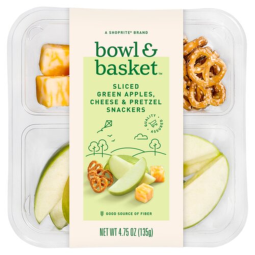 Bowl & Basket Sliced Green Apples, Cheese & Pretzel Snackers, 4.75 oz