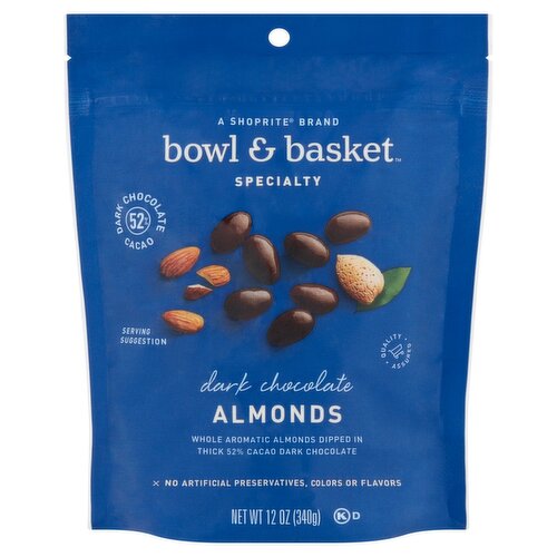 Bowl & Basket Specialty Dark Chocolate Almonds, 12 oz