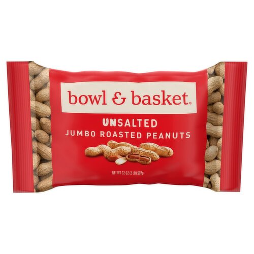 Bowl & Basket Unsalted Jumbo Roasted Peanuts, 32 oz