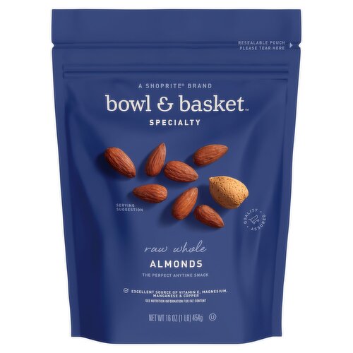 Bowl & Basket Specialty Raw Whole Almonds, 16 oz