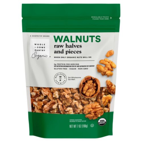 Wholesome Pantry Organic Raw Halves and Pieces Walnuts, 7 oz