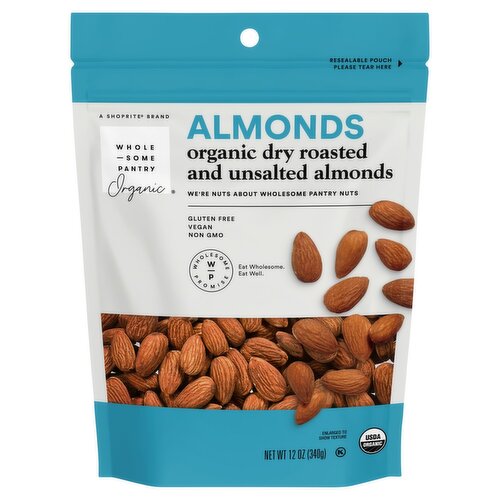 Wholesome Pantry Organic Dry Roasted and Unsalted Almonds, 12 oz