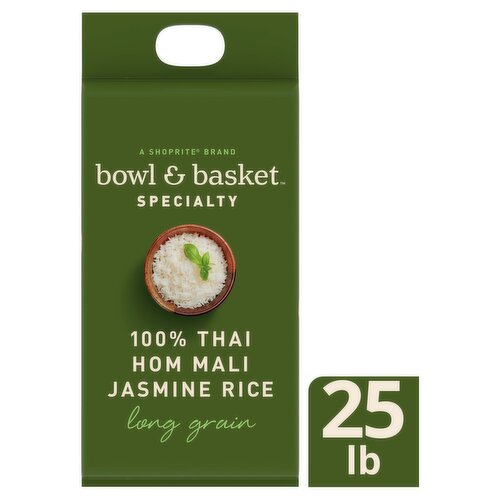 Bowl & Basket Specialty Long Grain 100% Thai Hom Mali Jasmine Rice, 25 lb