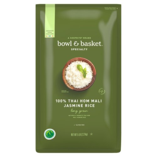 Bowl & Basket Specialty Long Grain 100% Thai Hom Mali Jasmine Rice, 5 lb