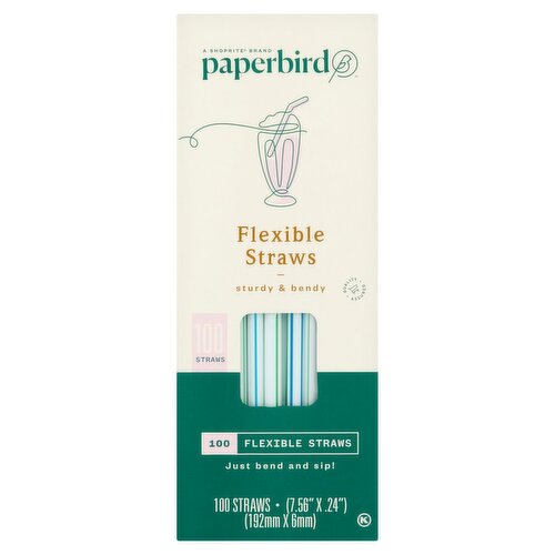 Paperbird Flexible Straws, 100 count