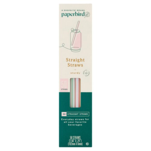 Paperbird Sturdy Straight Straws, 50 count