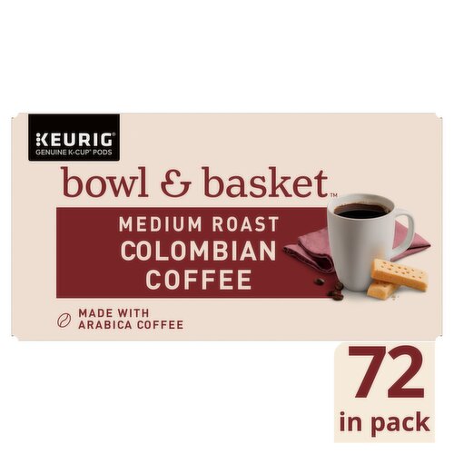 Bowl & Basket Medium Roast Colombian Coffee K-Cup Pods, 0.31 oz, 72 count