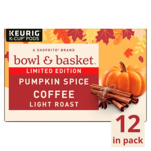 Bowl & Basket Light Roast Pumpkin Spice Coffee K-Cup Pods Limited Edition, 0.33 oz, 12 count