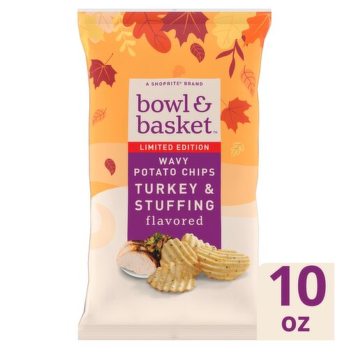 Bowl & Basket Turkey & Stuffing Flavored Wavy Potato Chips Limited Edition, 10 oz