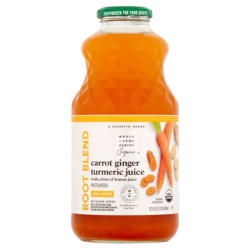 Wholesome Pantry Organic Root Blend Carrot Ginger Turmeric 100% Juice, 32 fl oz