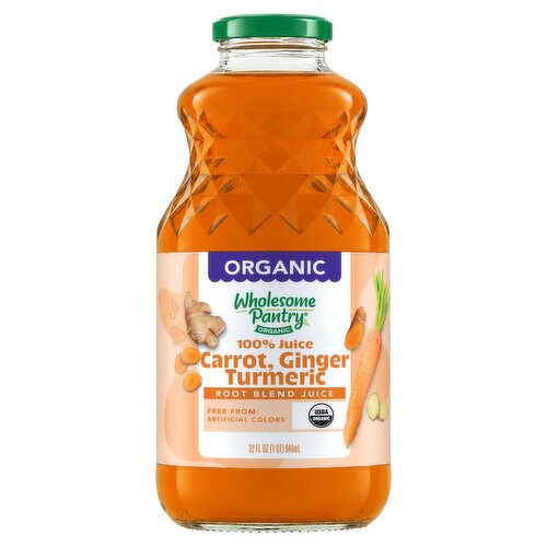 Wholesome Pantry Organic Carrot, Ginger, Turmeric Root Blend 100% Juice, 32 fl oz