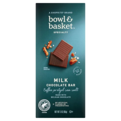 Bowl & Basket Specialty Toffee Pretzel Sea Salt Milk Chocolate Bar, 3 oz