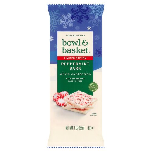 Bowl & Basket Peppermint Bark White Confection with Peppermint Candy Pieces Limited Edition, 3 oz
