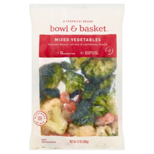 Bowl & Basket Broccoli Florets, Carrots & Cauliflower Florets Mixed Vegetables, 12 oz