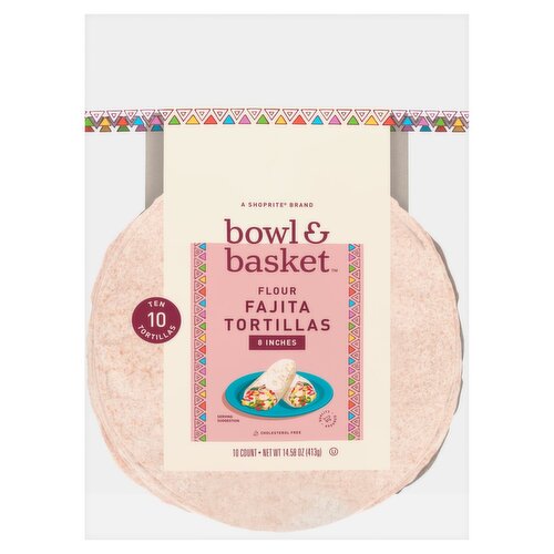 Bowl & Basket 8 Inches Flour Fajita Tortillas, 10 count, 14.58 oz