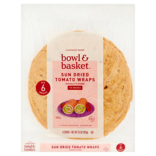 Bowl & Basket 10 Inches Sun Dried Tomato Wraps, 6 count, 15 oz