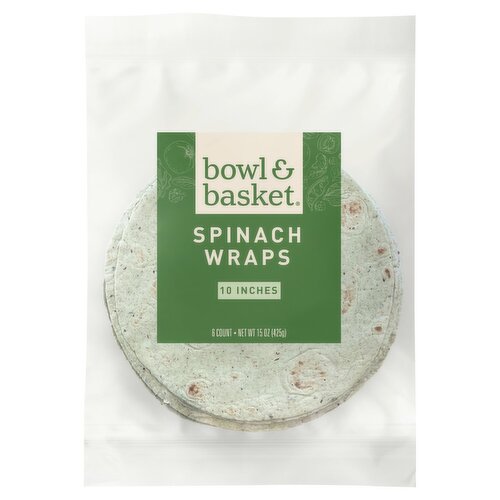 Bowl & Basket 10 Inches Spinach Wraps, 6 count, 15 oz