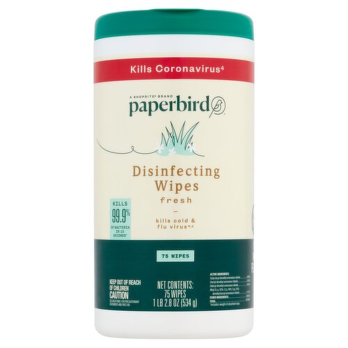 Paperbird Fresh Disinfecting Wipes, 75 count, 1 lb 2.8 oz