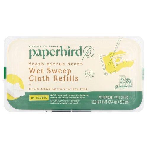 Paperbird Fresh Citrus Scent Wet Sweep Cloth Refills, 24 count