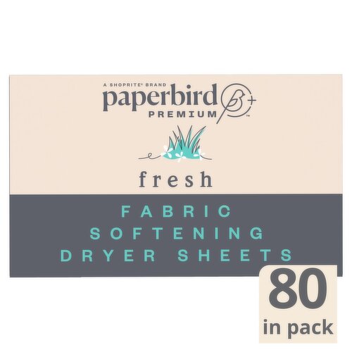 Paperbird Premium Fresh Fabric Softening Dryer Sheets, 80 count