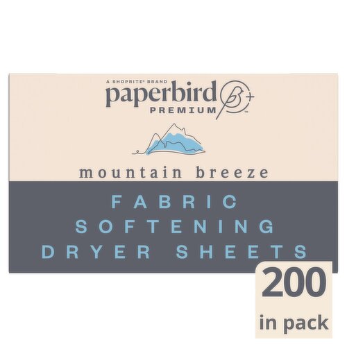 Paperbird Premium Mountain Breeze Fabric Softening Dryer Sheets, 200 count