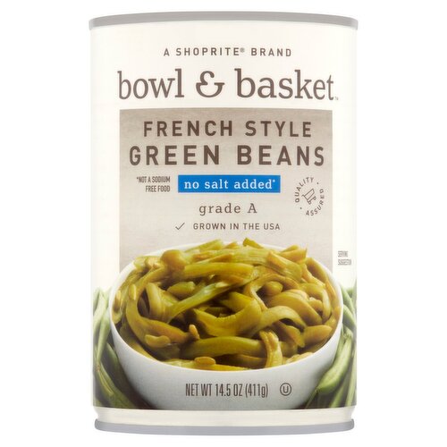 Bowl & Basket No Salt Added French Style Green Beans, 14.5 oz