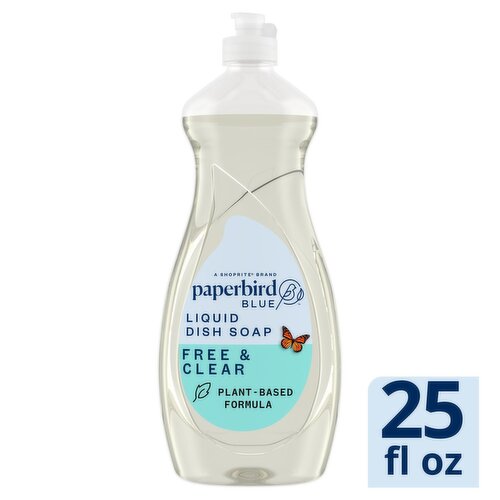 Paperbird Blue Free & Clear Liquid Dish Soap, 25 fl oz