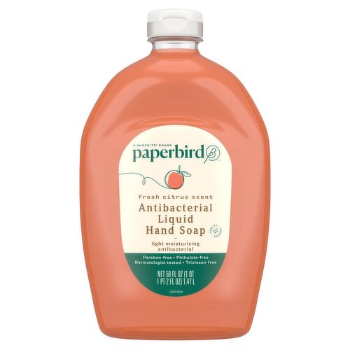 Paperbird Fresh Citrus Scent Antibacterial Liquid Hand Soap, 50 fl oz