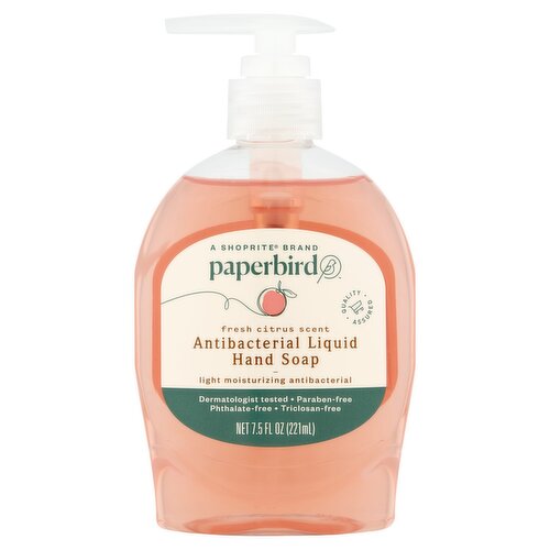 Paperbird Fresh Citrus Scent Antibacterial Liquid Hand Soap, 7.5 fl oz