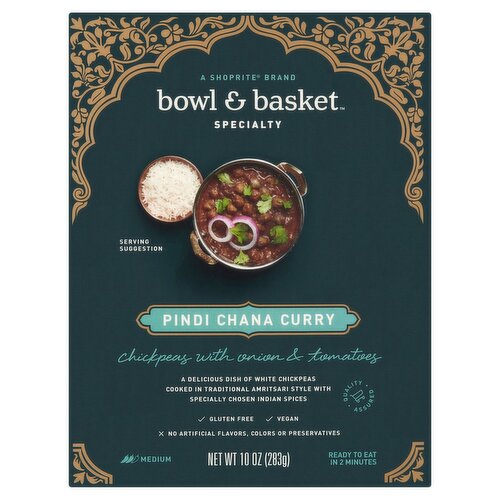 Bowl & Basket Specialty Chickpeas with Onions & Tomatoes, Pindi Chana Curry, 10 oz