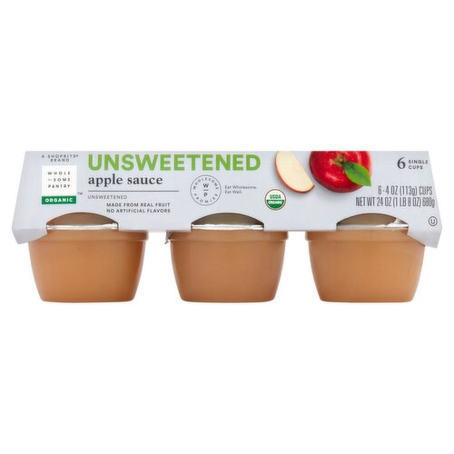 Wholesome Pantry Organic Unsweetened Apple Sauce, 4 oz, 6 count