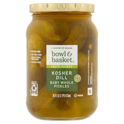 Bowl & Basket Kosher Dill Baby Whole Pickles, 16 fl oz