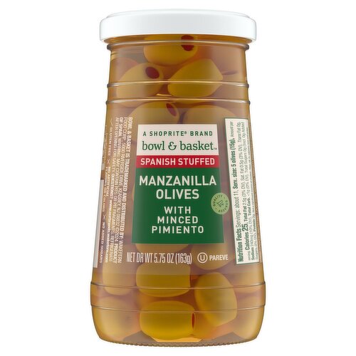 Bowl & Basket Spanish Stuffed Manzanilla Olives with Minced Pimiento, 5.75 oz