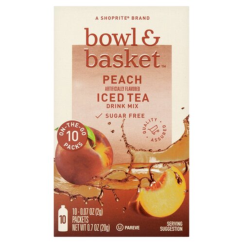 Bowl & Basket Peach Iced Tea Drink Mix, 0.07 oz, 10 count