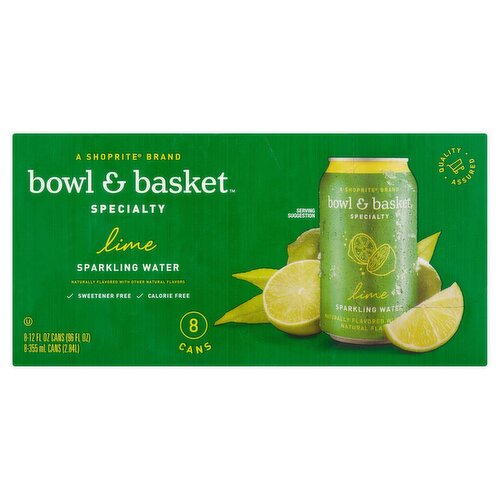 Bowl & Basket Specialty Lime Sparkling Water, 12 fl oz, 8 count