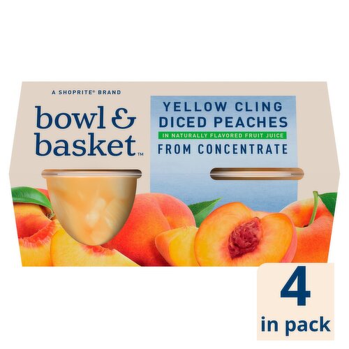 Bowl & Basket Yellow Cling Diced Peaches, 4 oz, 4 count