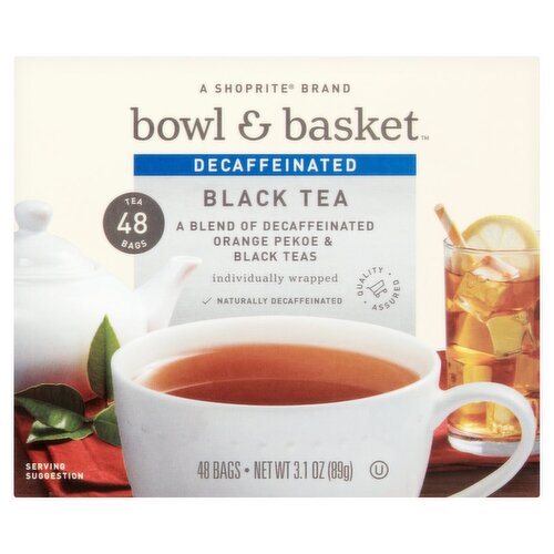 Bowl & Basket Decaffeinated Black Tea Bags, 48 count, 3.1 oz