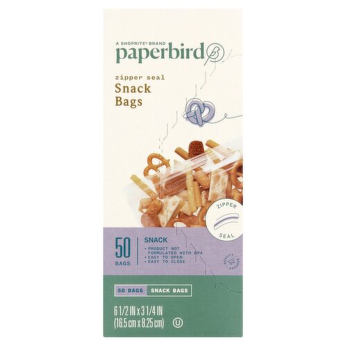 Paperbird Zipper Seal Snack Bags, 50 count