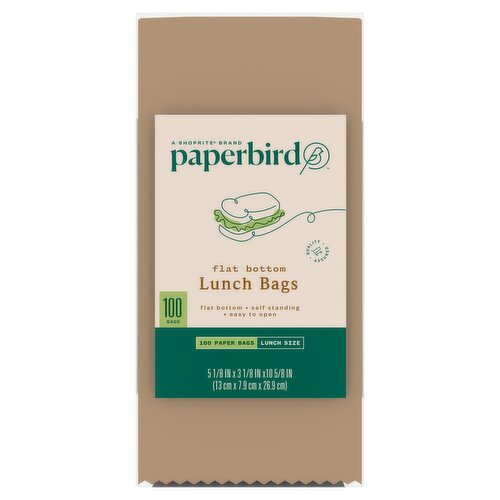 Paperbird Flat Bottom Lunch Bags Lunch Size, 100 count