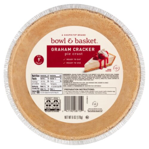 Bowl & Basket Graham Cracker 9" Pie Crust, 6 oz